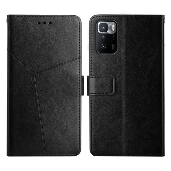 Xiaomi Redmi Note 10 Pro 5G / Poco X3 GT Y Stitching Horizontal Flip Leather Phone Case(Black)