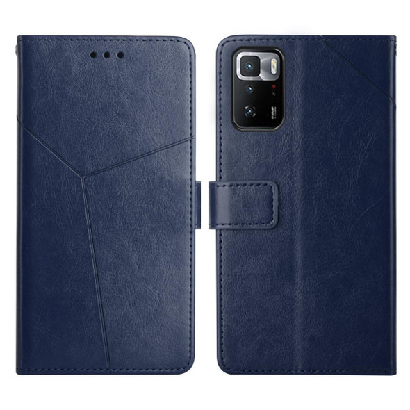 Xiaomi Redmi Note 10 Pro 5G / Poco X3 GT Y Stitching Horizontal Flip Leather Phone Case(Blue)