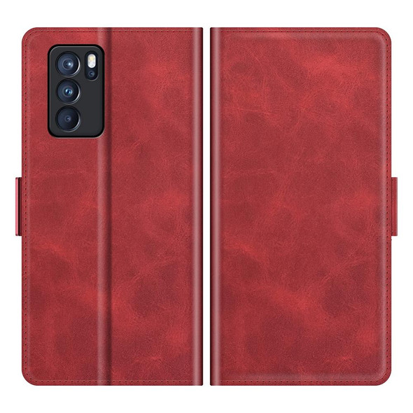 OPPO Reno6 Pro 5G Dual-side Magnetic Buckle Horizontal Flip Leather Case with Holder & Card Slots & Wallet(Red)