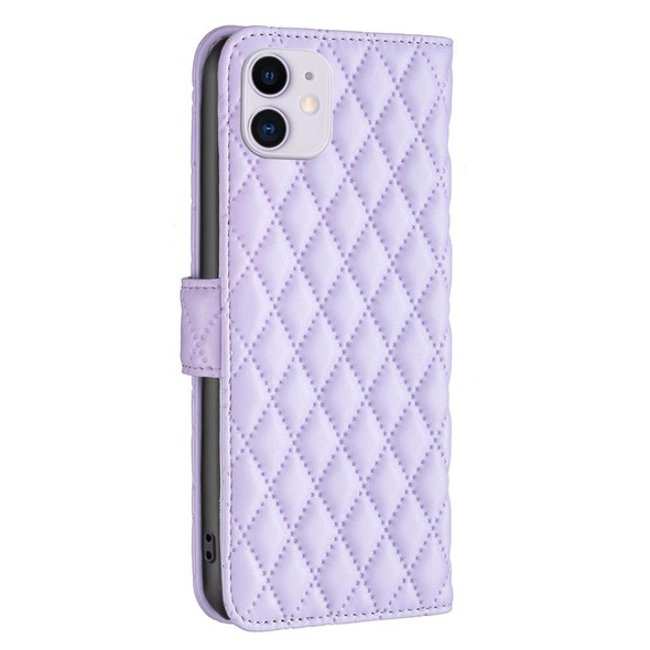 Diamond Lattice Wallet Leatherette Flip Phone Case - iPhone 11(Purple)