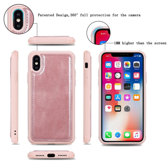 iPhone X / XS Multifunctional Retro Detachable Magnetic Horizontal Flip Leather Case with Card Slots & Holder & Wallet & Photo Frame(Rose Gold)