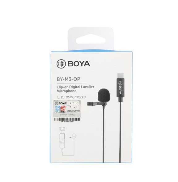 BOYA BY-M3-OP - DJI OSMO Pocket Clip-on Digital Lavalier Microphone (Black)