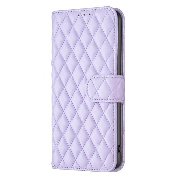 Diamond Lattice Wallet Leatherette Flip Phone Case - iPhone 12 Pro Max(Purple)