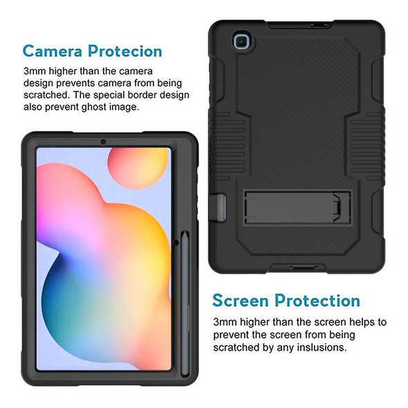 Contrast Color Robot Shockproof Silicone + PC Protective Case with Holder - Samsung Galaxy Tab S6 Lite P610(Black)