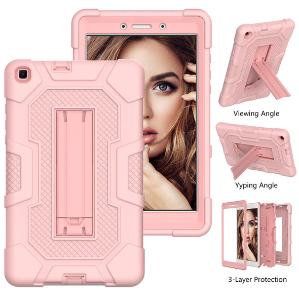Samsung Galaxy Tab A 8.0 (2019) / T290 Contrast Color Robot Shockproof Silicone + PC Protective Case with Holder(Rose Gold)