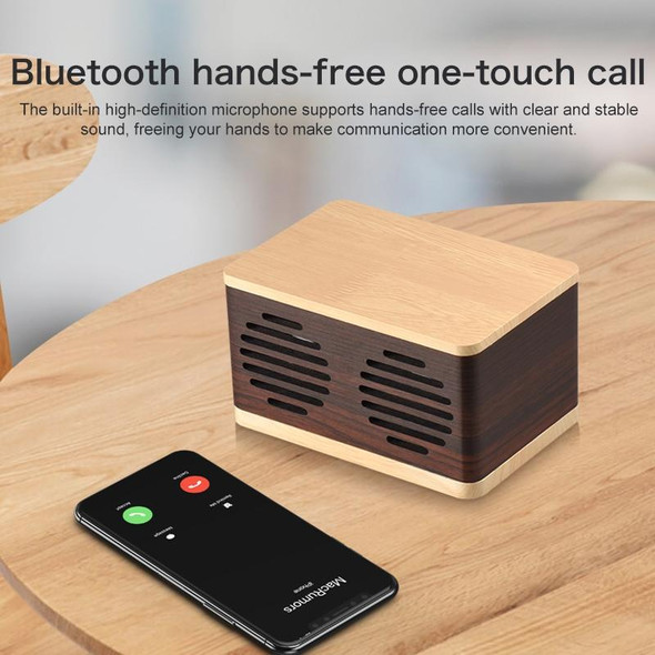 D70 QI Standard Subwoofer Wooden Bluetooth 4.2 Speaker, Support TF Card & 3.5mm AUX Yellow