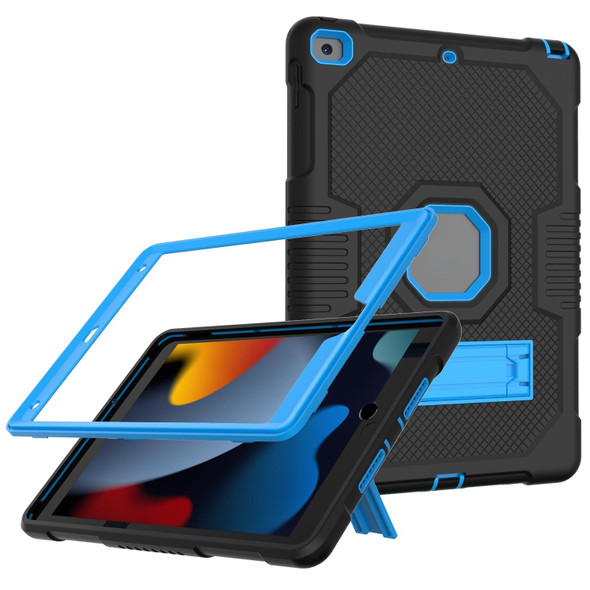 Contrast Color Robot Shockproof Silicone + PC Tablet Case - iPad 10.2 2021(Black Blue)