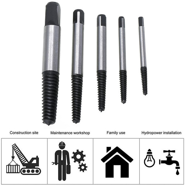 Broken Wire Broken Nail Screw Extractor, Specification:5-piece Set