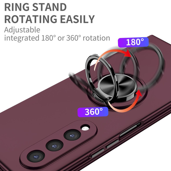 Samsung Galaxy Z Fold3 5G Armor Ring Holder Phone Case(Wine Red)