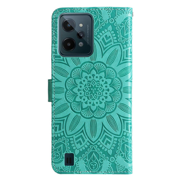 OPPO Realme C31 Embossed Sunflower Leather Phone Case(Green)