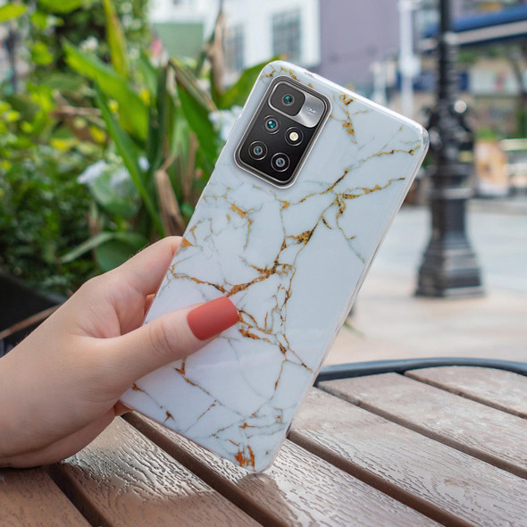 Xiaomi Redmi 10 IMD Marble Pattern TPU Phone Case(White)