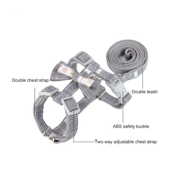 2 PCS Bow-knot Anti-breakaway Adjustable Cat Leash S(Grey)