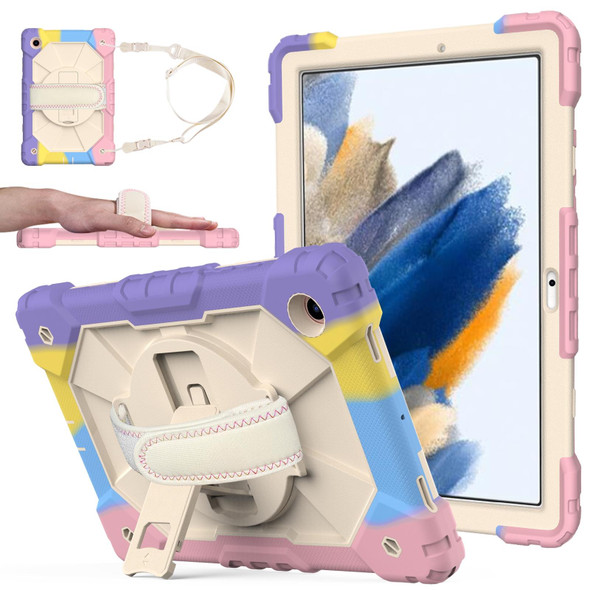 Samsung Galaxy Tab A8 10.5 2021 X200 Contrast Color Robot Silicone + PC Tablet Case(Colorful Pink)