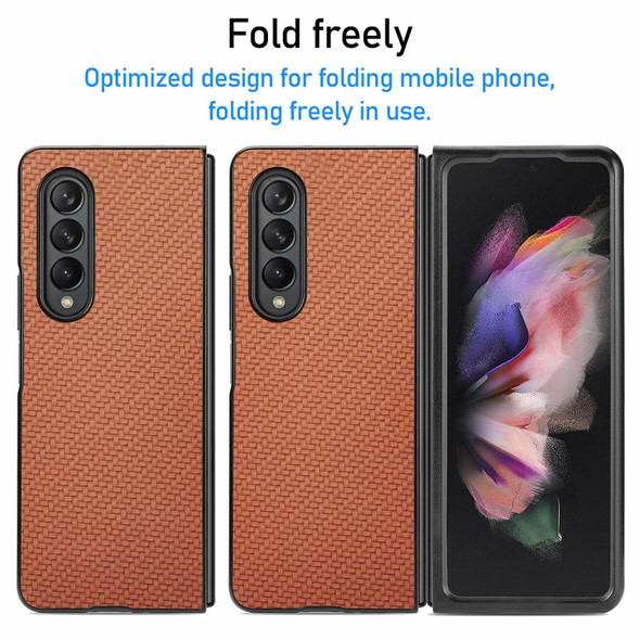 Samsung Galaxy Z Fold3 5G Cross Pattern Slim PC Protective Case(Brown)