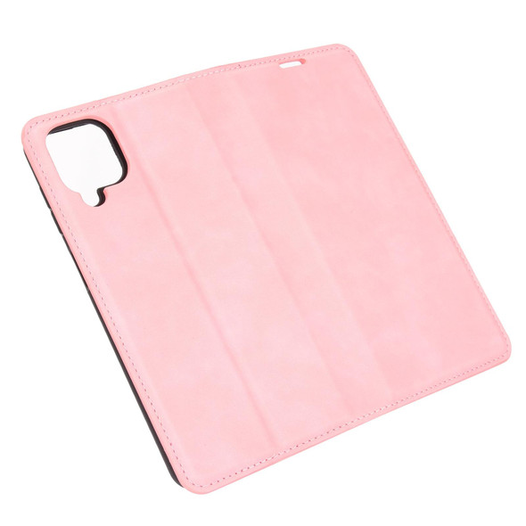 Samsung Galaxy A12 Retro-skin Business Magnetic Suction Leather Case with Holder & Card Slots & Wallet(Pink)
