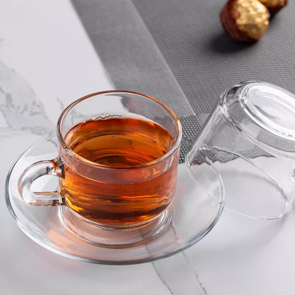 12 Piece Glass Coffee Cup & Saucer Set