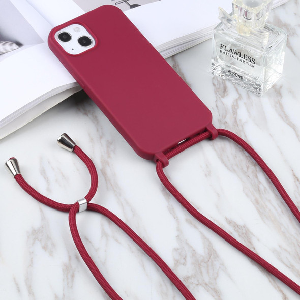Candy Colors TPU Protective Case with Lanyard - iPhone 13 Pro(Red)