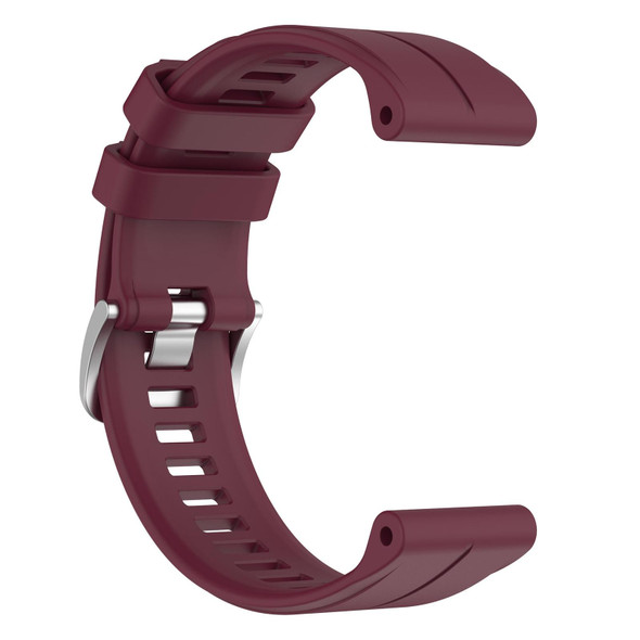 Garmin Fenix 5 22mm Solid Color Silicone Watch Band(Burgundy)