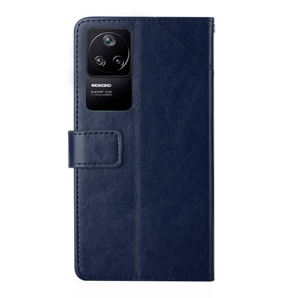 Xiaomi Poco F4 5G Y Stitching Horizontal Flip Leather Phone Case(Blue)
