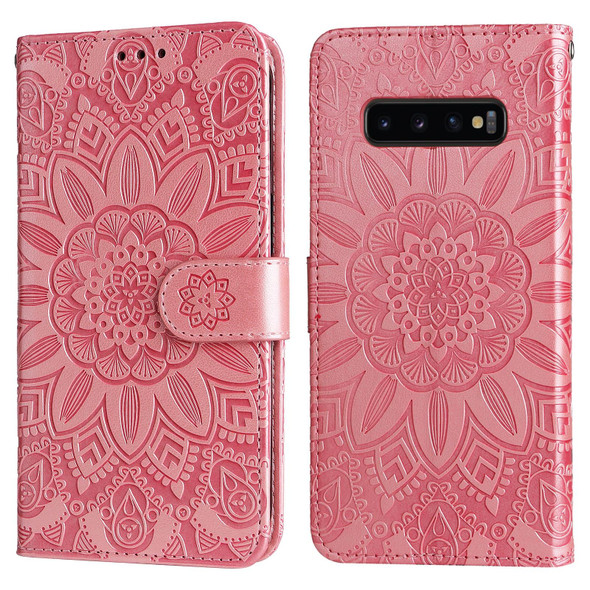 Samsang Galaxy S10 Embossed Sunflower Leather Phone Case(Pink)