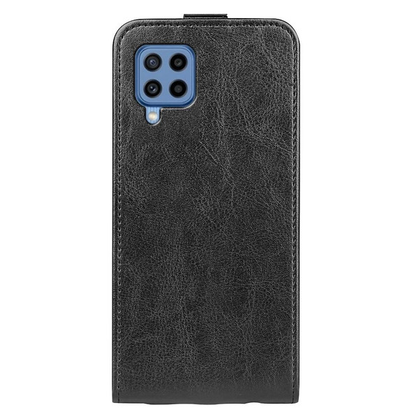 Samsung Galaxy M22 R64 Texture Single Vertical Flip Leather Protective Case with Card Slots & Photo Frame(Black)