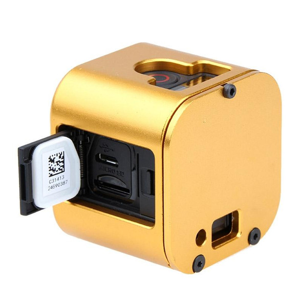 Housing Shell CNC Aluminum Alloy Protective Cage with Insurance Back Cover for GoPro HERO5 Session /HERO4 Session /HERO Session(Gold)