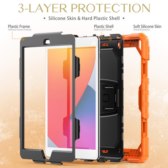 Shockproof Colorful Silica Gel + PC Protective Case with Holder & Shoulder Strap - iPad 10.2 2021 / 2020 / 2019(Orange)