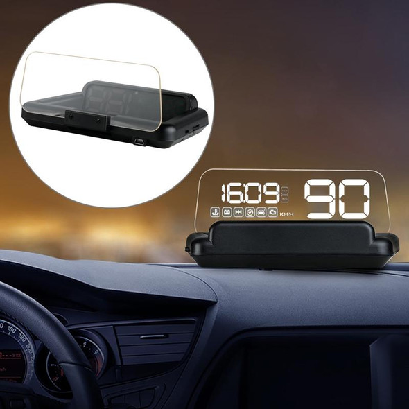 C500 Car HUD Virtual HD Projection Head-up Display, With Adjustable Reflection Board, Speed & RPM & Water Temperature & Oil Consumption & Driving Distance / Time & Voltage Display, Over Speed Alarm,