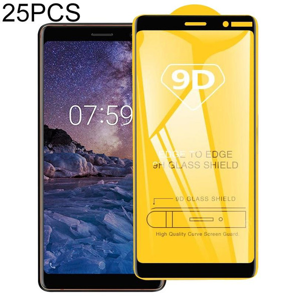 25 PCS 9D Full Glue Full Screen Tempered Glass Film - Nokia 8.1 / X7