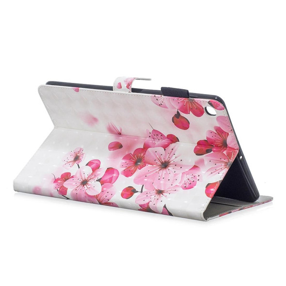 3D Horizontal Flip Leatherette Case with Holder & Card Slots - Galaxy Tab A 10.1 (2019)(Red Flower)