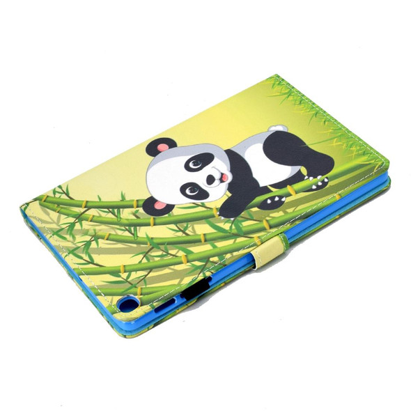 Colored Drawing Pattern Horizontal Flip PU Leatherette Case with Holder & Card Slots - Galaxy Tab A 10.1 (2019) / T510 / T515(Panda)