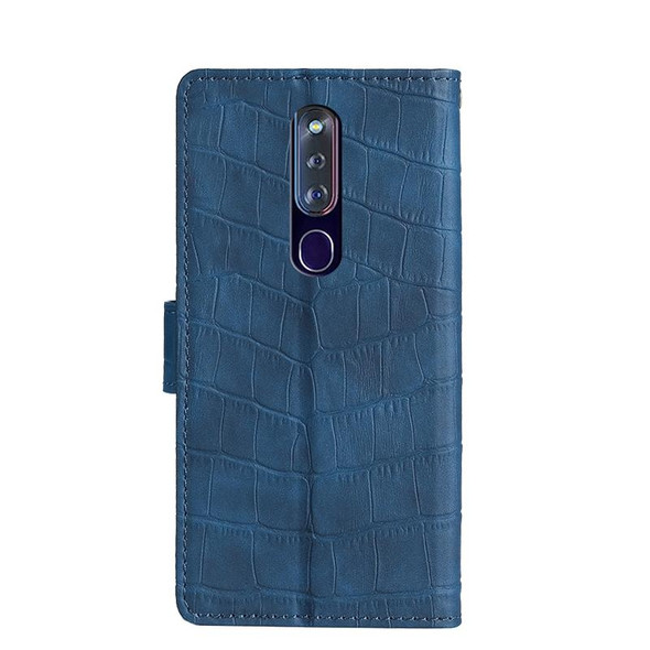 OPPO F11 Pro Skin Feel Crocodile Texture Magnetic Clasp Horizontal Flip PU Leather Case with Holder & Card Slots & Wallet(Blue)