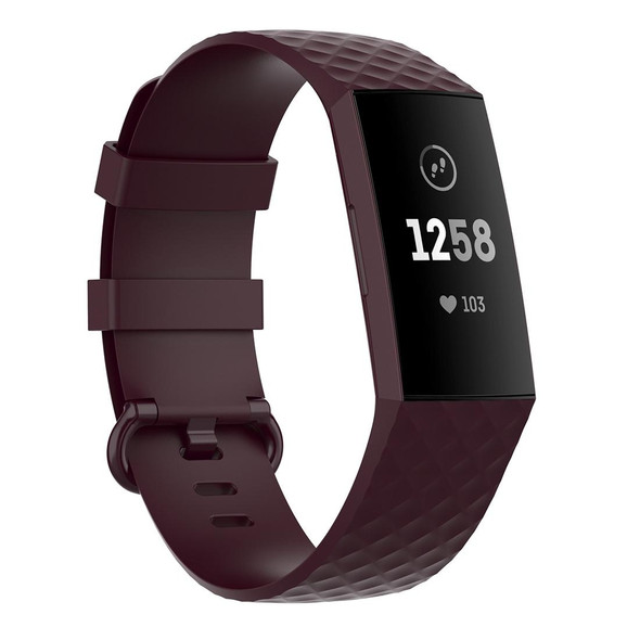 Color Buckle TPU Wrist Strap Watch Band for Fitbit Charge 4 / Charge 3 / Charge 3 SE, Size: L(Rosewood)