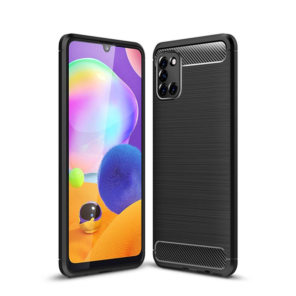 Galaxy A31 Brushed Texture Carbon Fiber TPU Case(Black)