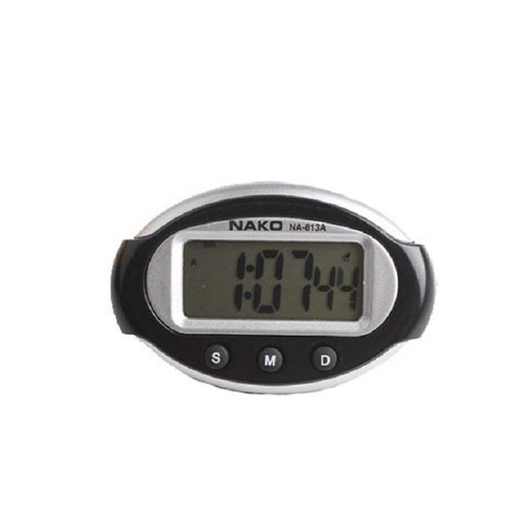 2 PCS Portable Car Electronic Clock Test Sports Clock Small Alarm Clock Stopwatch(Oval)