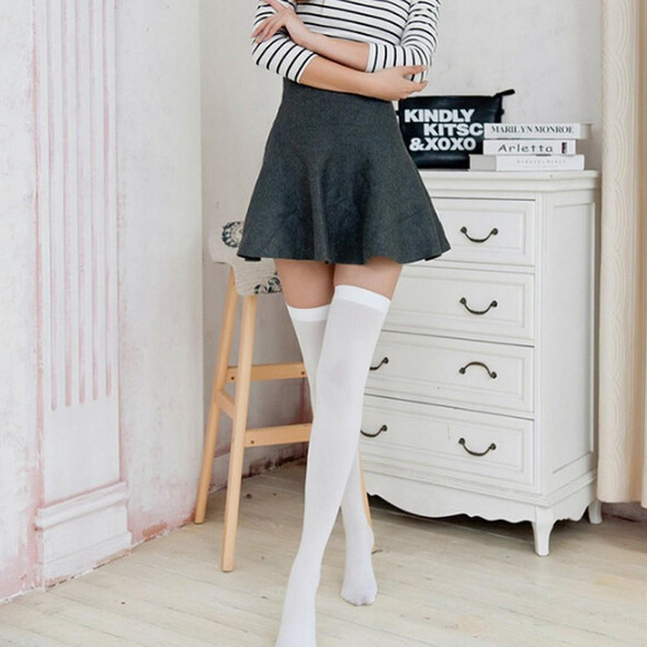 3 Pairs Sexy Thigh High Stocking Women Over knee Socks Female Hosiery Stockings(White)