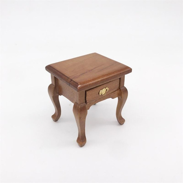 1:12 Mini Doll House Decoration Coffee Table Bedside Table(Walnut Color)