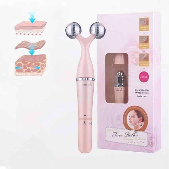 3 In 1 Portable Electric Eye Massager Double Chin Face Lift Body Neck Massage Roller 3D Facial Massage Machine(Rose Gold)