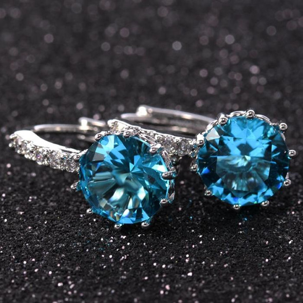 925 Sterling Silver Women Shiny Shape Micro-inserts Zircon Earrings(Water Blue)