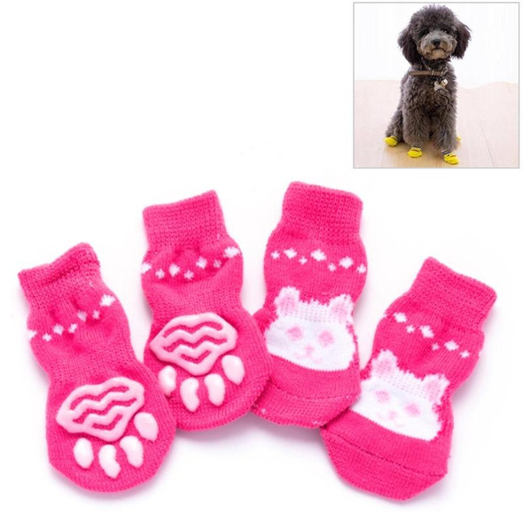 2 Pairs Cute Puppy Dogs Pet Knitted Anti-slip Socks, Size:M (Pink Rabbit)