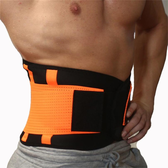 Men and Women Neoprene Lumbar Waist Support Unisex Exercise Weight Loss Burn Shaper Gym Fitness Belt, Size:M(Orange)