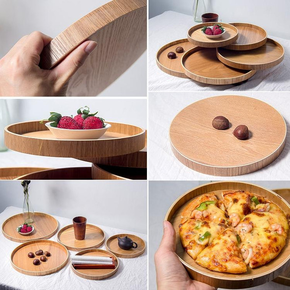 Creative Round Solid Wood Tea Tray Hotel Wooden Tay Storage Tray, Diameter: 24 cm