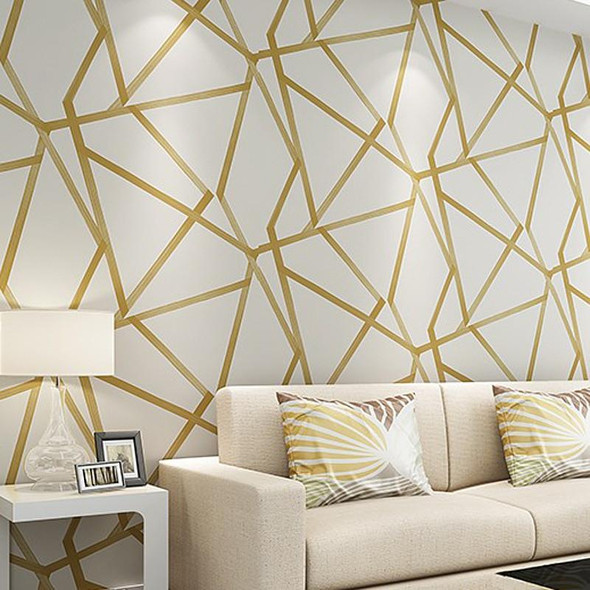 Modern Minimalist Geometric Pattern Non-woven Wallpaper Bedroom Living Room Wallpaper(Golden)