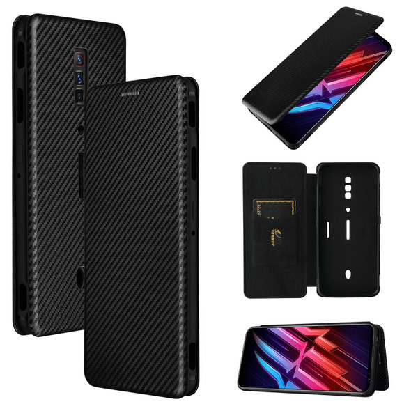 ZTE nubia Red Magic 6 / 6 Pro Carbon Fiber Texture Magnetic Horizontal Flip TPU + PC + PU Leather Case with Card Slot(Black)