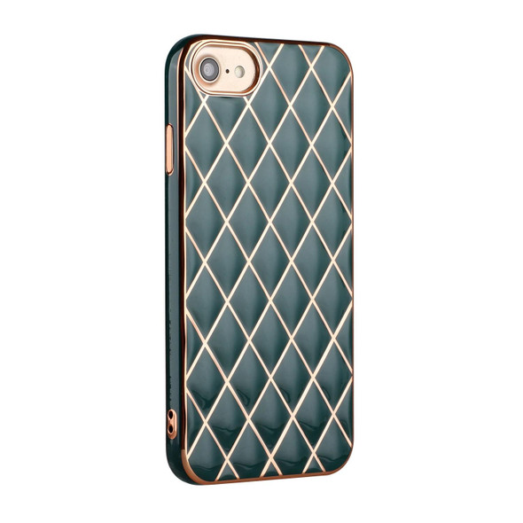 Electroplated Rhombic Pattern Sheepskin TPU Protective Case - iPhone SE 2022 / SE 2020 / 8 / 7(Dark Green)