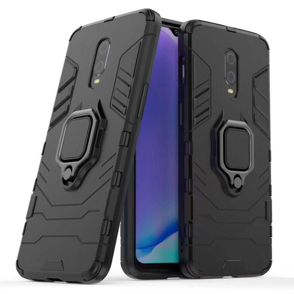 PC + TPU Shockproof Protective Case with Magnetic Ring Holder for OnePlus 7 (Black)