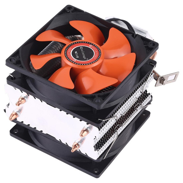 CoolAge AMD CPU Heatsink Hydraulic Bearing Cooling Fan Double Cooling Fan 3 Pin for Intel LGA775 115X AM2 AM3 AM4 FM1 FM2 1366