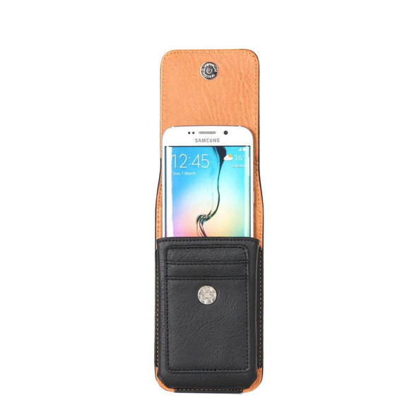 Galaxy S7 / G930 & S6 / G920 & S6 Edge / G925 Classical Style Elephant Texture Vertical Flip Leather Case Waist Bag with Card Solts & Rrotatable Back Splint Size: 15.5 x 8.2 cm(Black)