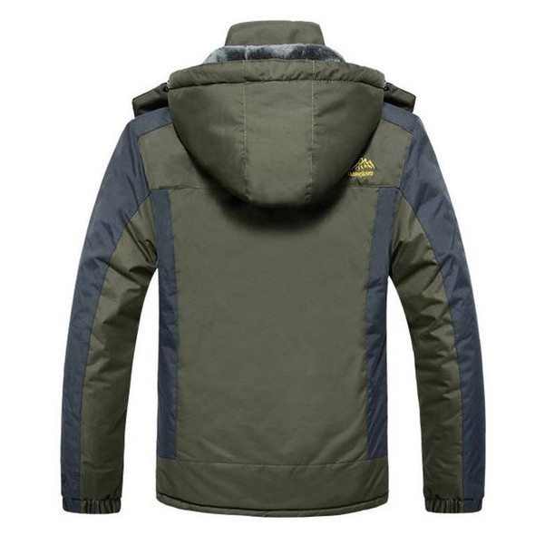 Winter Fleece Military Jackets Men Windproof Waterproof Outwear Parka Windbreaker Warm Coat, Size:XXXXXL(Black)