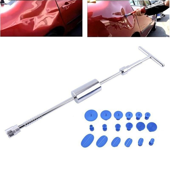 19 in 1 Auto Repair Body Tool Kit Paintless Dent Repair Hail Removal Silver T Bar Slide Hammer Dent Repair Tool Kit